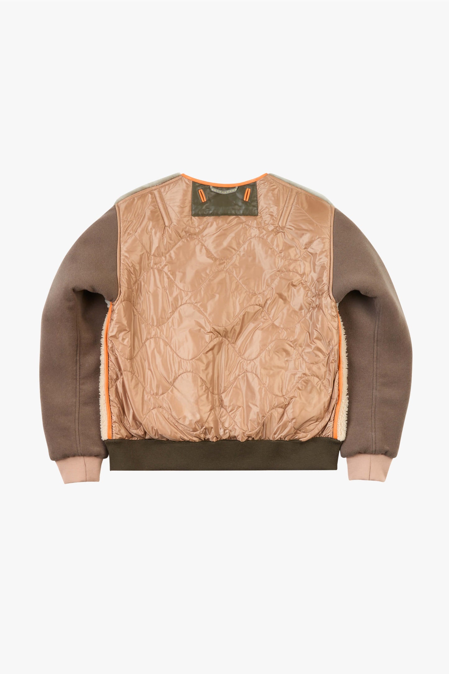 Shearling Leather Wool Bomber - Forest Green / Pale Jade & Natural