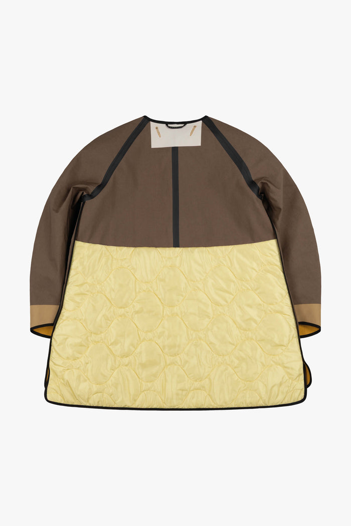 Short Bonded Patchwork Raincoat - Ochre / Peat