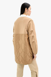 Wool Quilt Jacket - Camel & Mocha Brown / Bronze