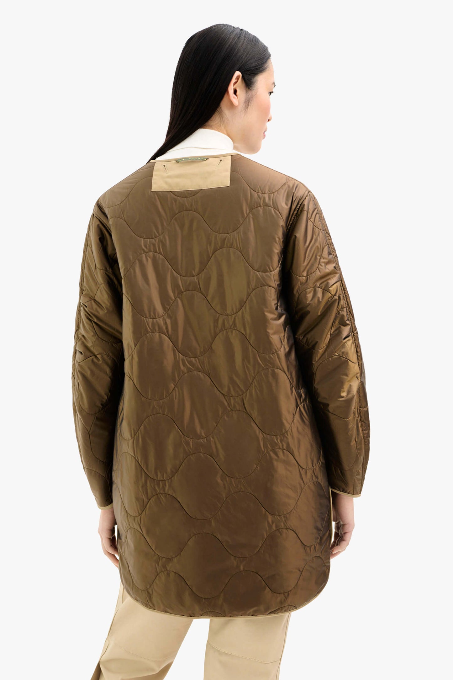 Wool Quilt Jacket - Camel & Mocha Brown / Bronze