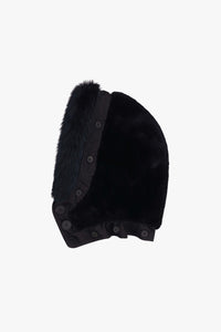 Shearling Leather Hood - Midnight / Black