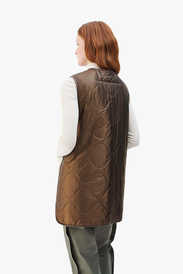 Aviator Shearling Quilt Vest - Bronze / Natural