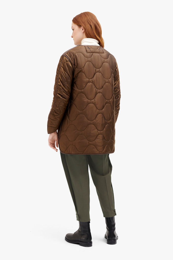 Shearling Aviator Quilt Jacket - Bronze / Natural