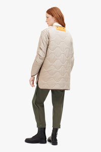 Shearling Aviator Quilt Jacket - Bronze / Natural