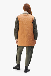 Shearling Aviator Quilt Jacket - Dark Olive / Pale Jade