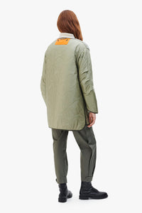 Shearling Aviator Quilt Jacket - Dark Olive / Pale Jade