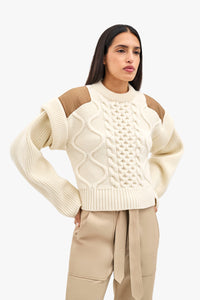 Cable Knit Crew Jumper - Ivory