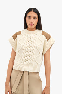 Cable Knit Crew - Ivory