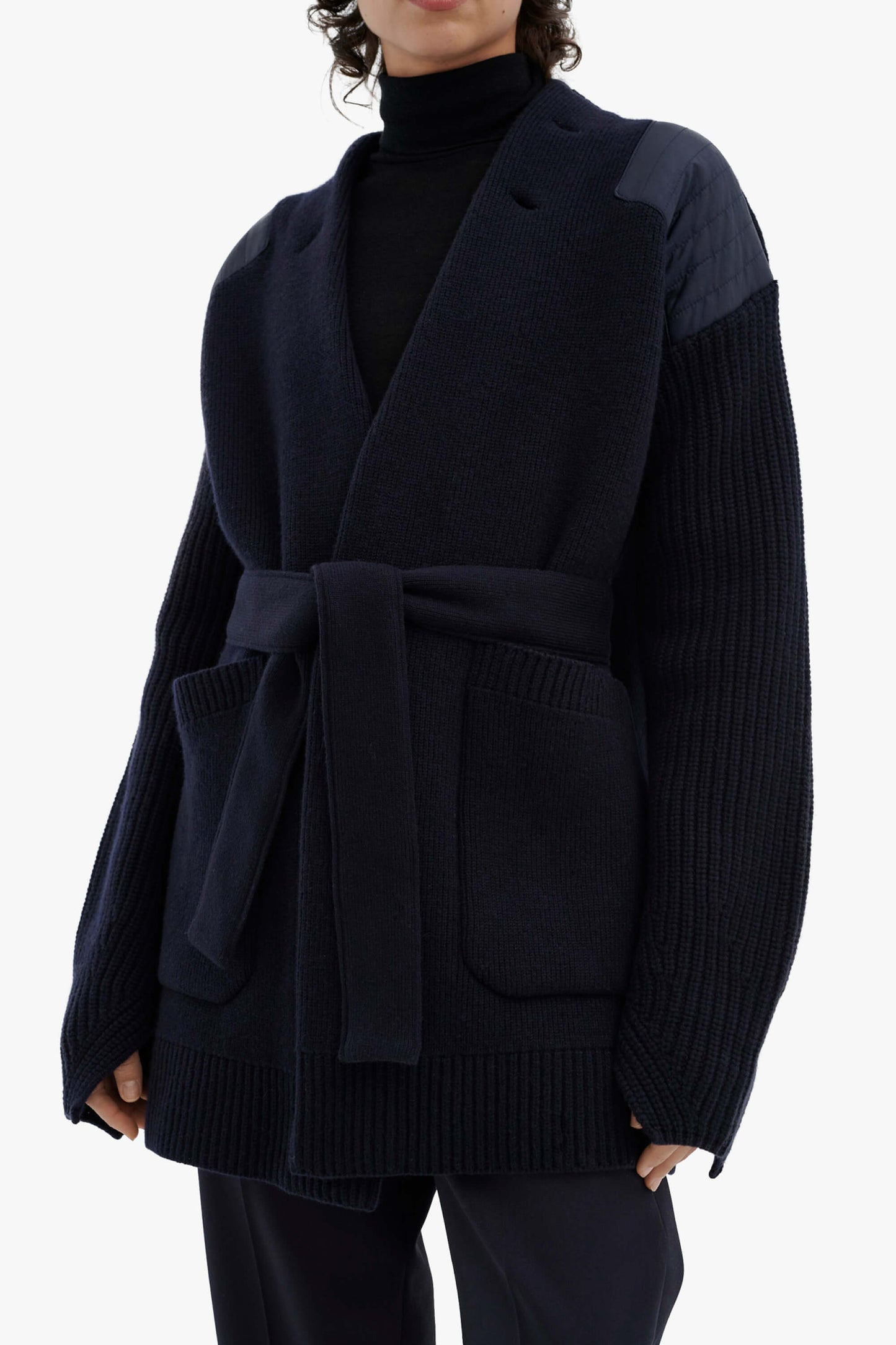 Cashmere Belted Cardigan - Navy