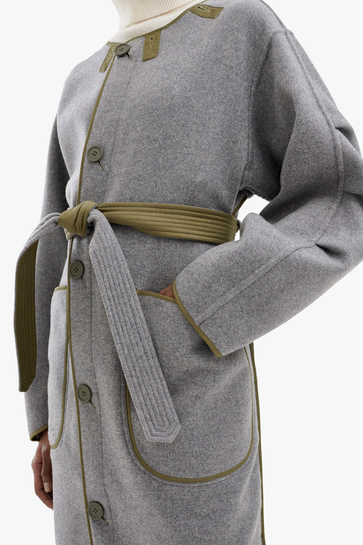 Cashmere Quilt Parka - Grey