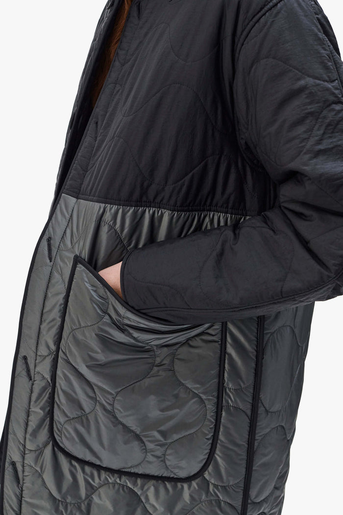 Colourblock Quilt Jacket - Black / Dark Olive