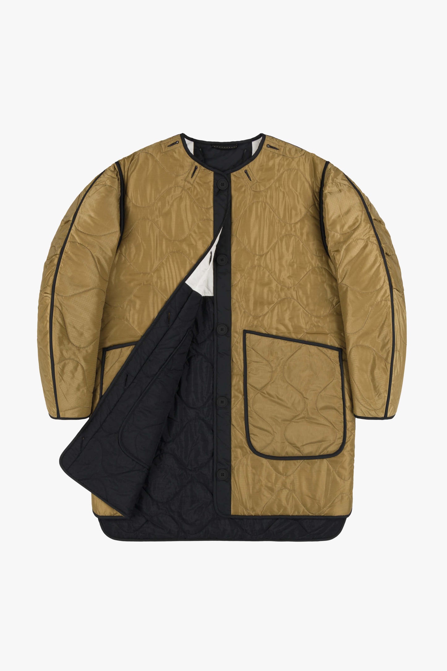 Colourblock Quilt Jacket - White / Gold