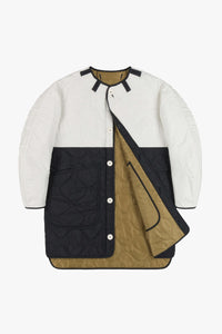 Colourblock Quilt Jacket - White / Gold