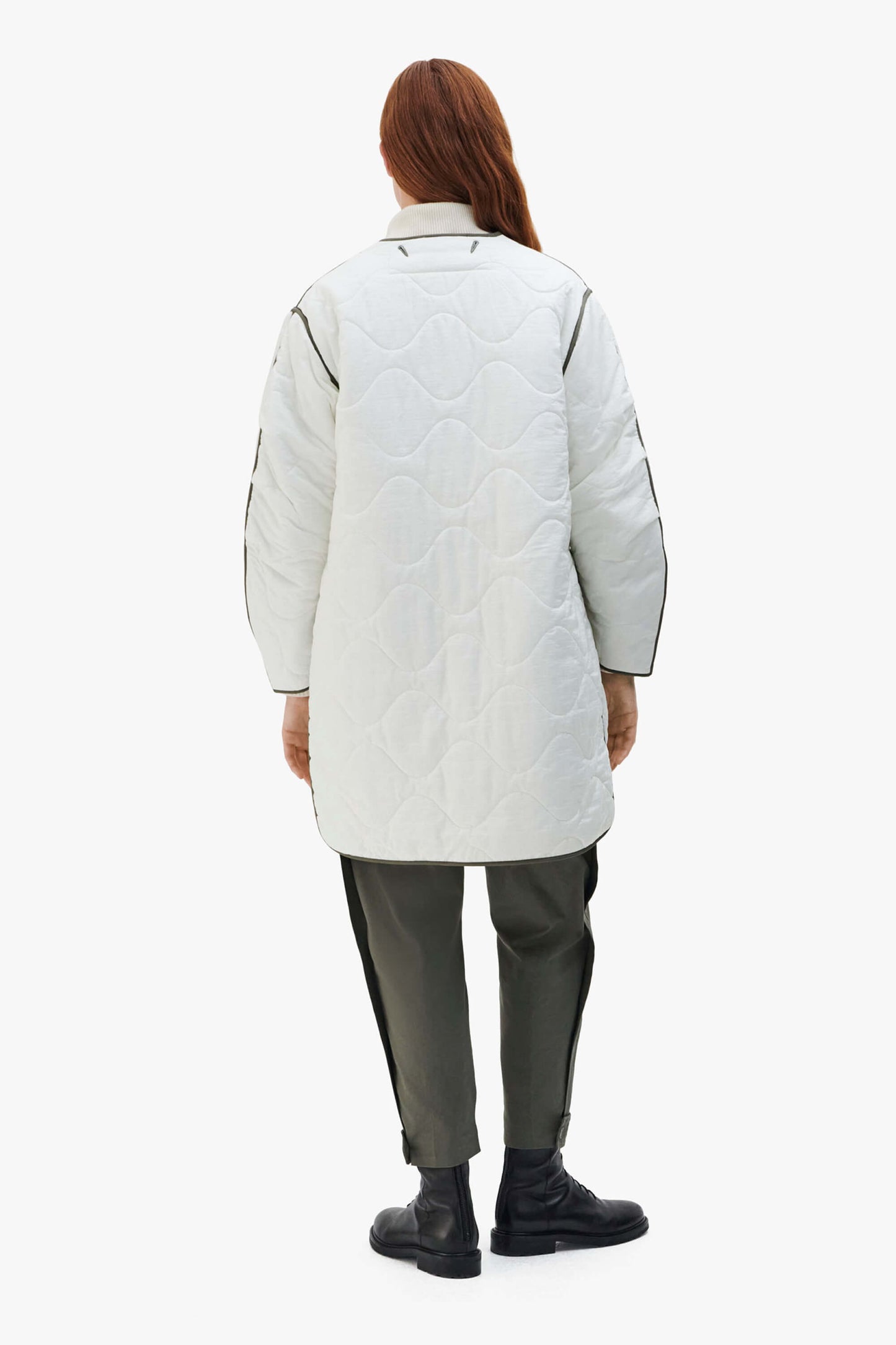 Colourblock Quilt Jacket - Pale Sage / White