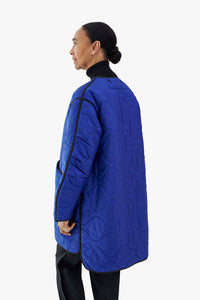 Colourblock Quilt Jacket - Stone / Cobalt