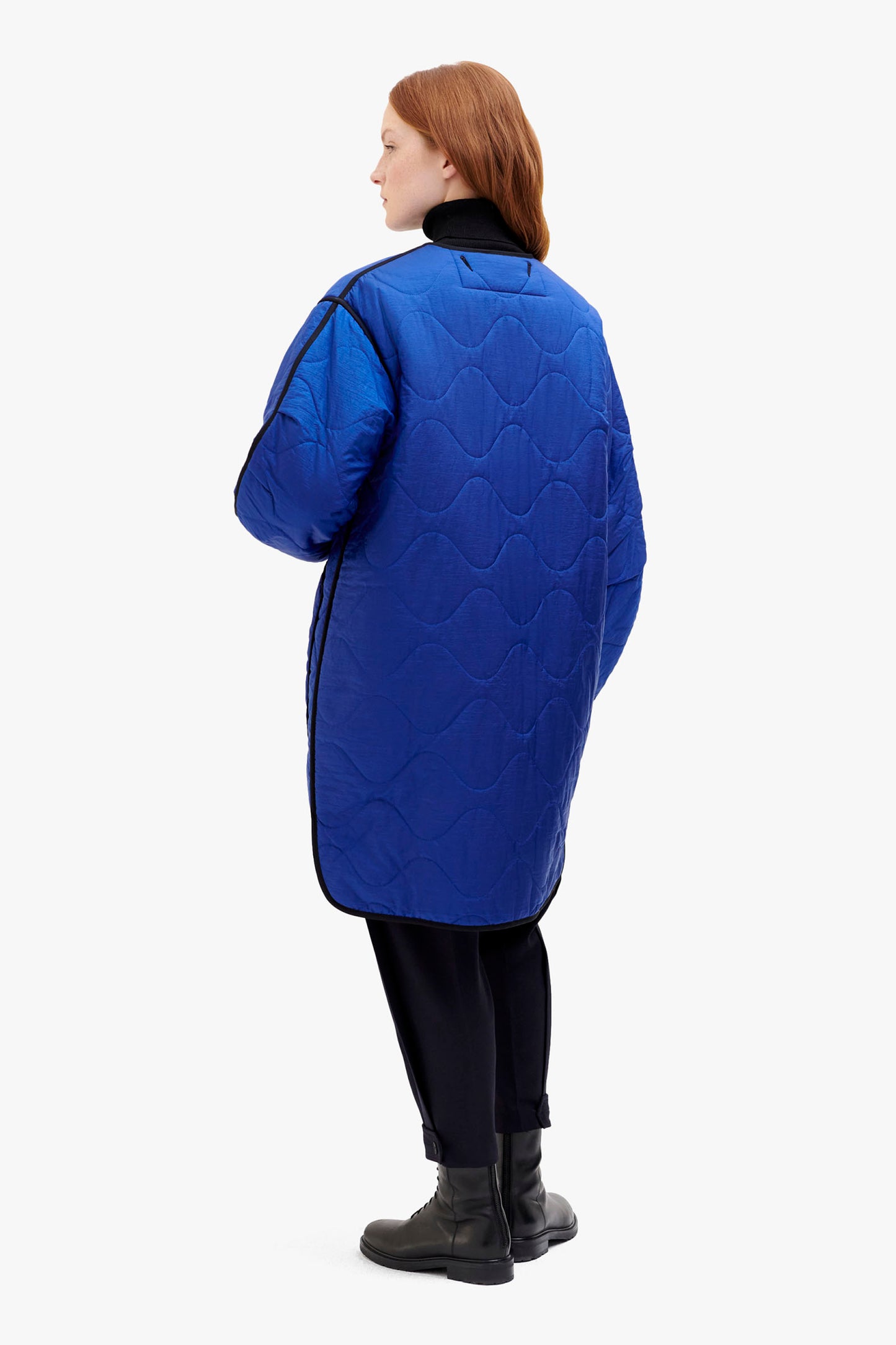 Colourblock Quilt Jacket - Black / Cobalt