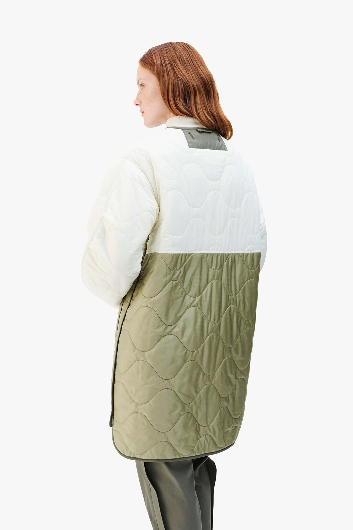 Colourblock Quilt Jacket - White / Stone