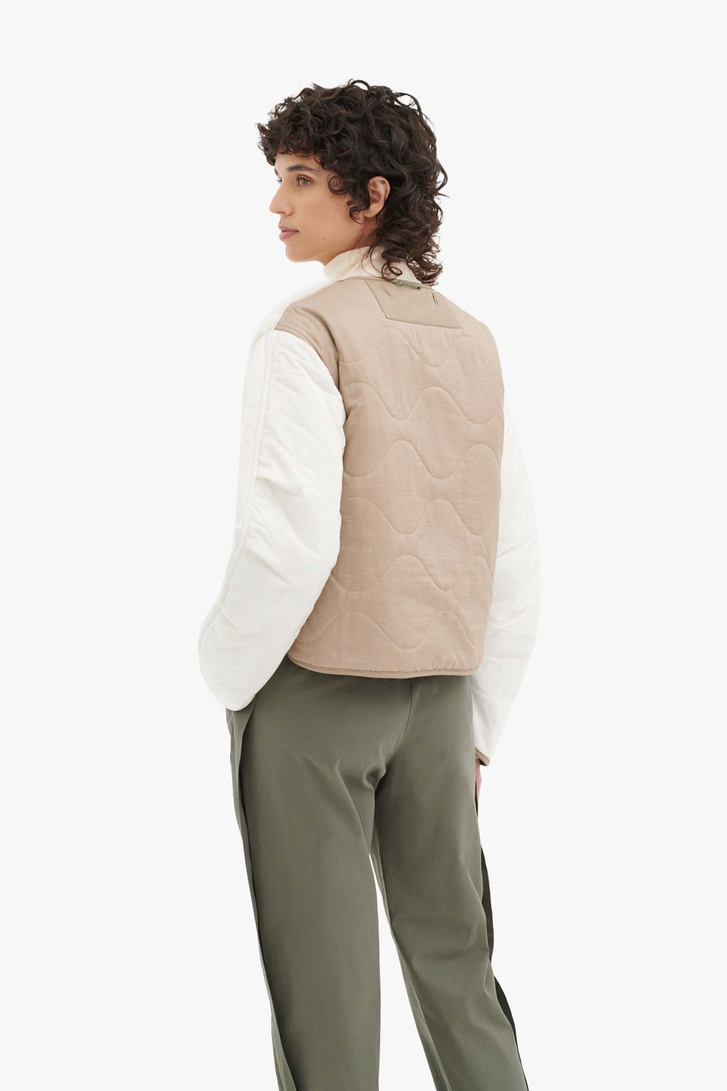 Shearling Cropped Aviator Quilt Jacket - Ivory / Natural