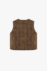 Cropped Aviator Shearling Vest - Chocolate / Natural