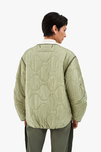 Cropped Quilt Jacket - Pale Sage / Soft Peach