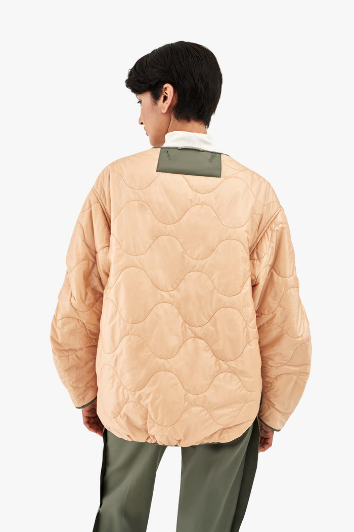 Cropped Quilt Jacket - Pale Sage / Soft Peach