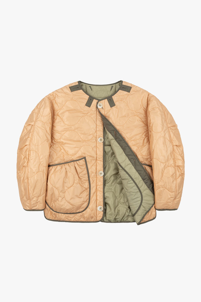 Cropped Quilt Jacket - Pale Sage / Soft Peach