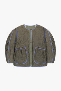 Cropped Quilt Jacket - Olive / Pale Sage