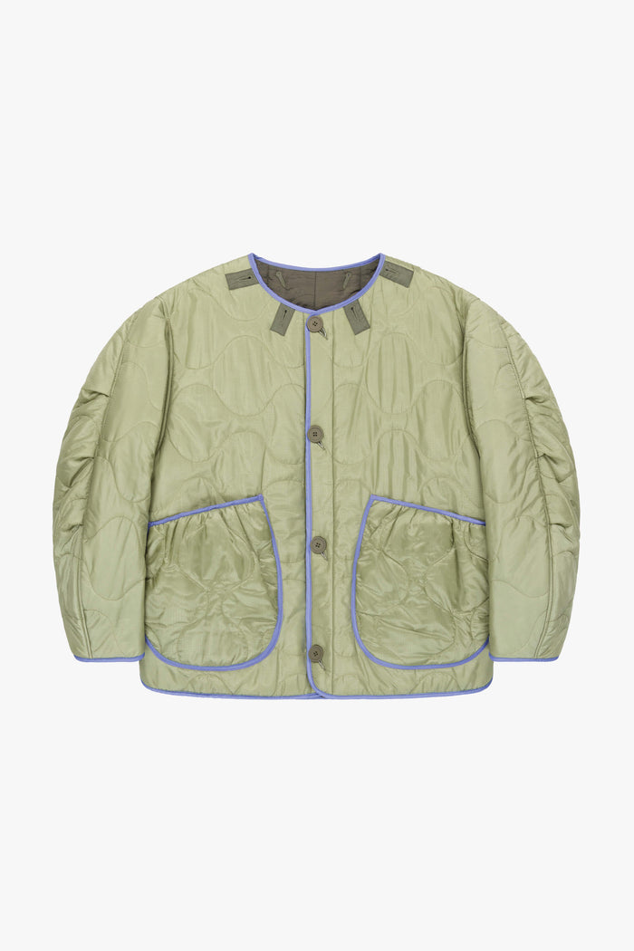 Cropped Quilt Jacket - Olive / Pale Sage