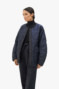 Cropped Quilt Jacket - Navy / Pale Sage