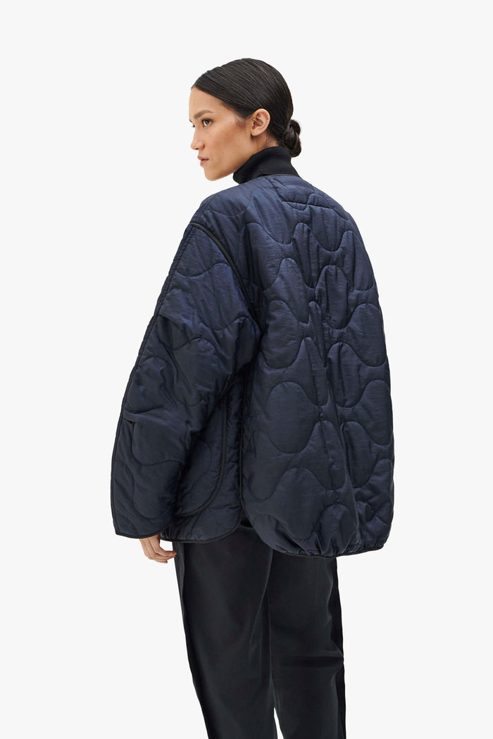 Cropped Quilt Jacket - Navy / Pale Sage