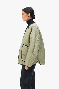 Cropped Quilt Jacket - Navy / Pale Sage