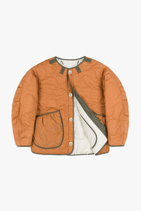 Cropped Quilt Jacket - Natural White / Orange