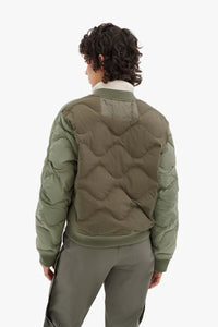 Quilted Down V Neck Sweater - Eucalyptus / Moss