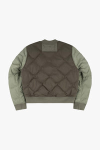 Quilted Down V Neck Sweater - Eucalyptus / Moss