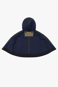 Hooded Rain Cape - Navy / Green Plaid