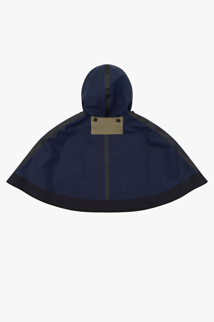 Hooded Rain Cape - Navy / Green Plaid