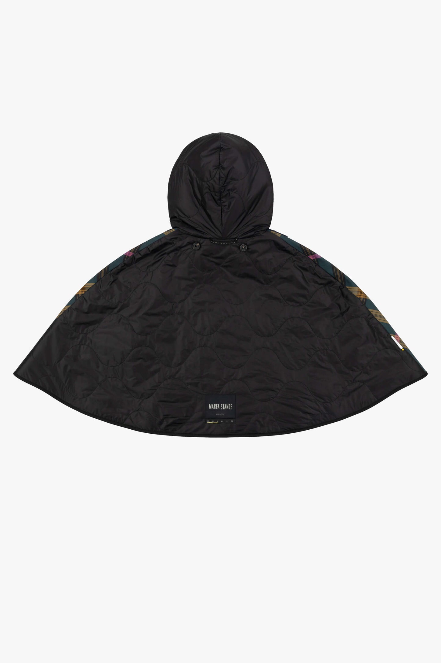 Hooded Rain Cape - Navy / Green Plaid