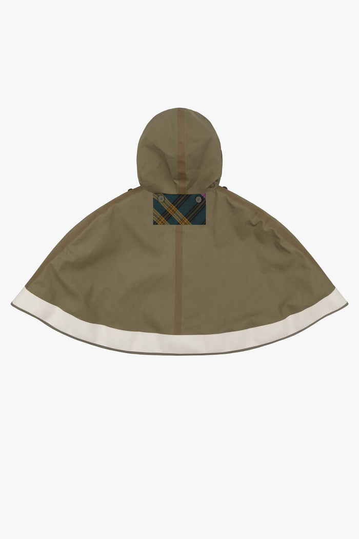 Hooded Rain Cape - Olive / Chartreuse & Antique Gold