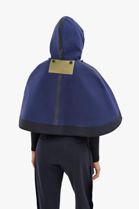 Hooded Rain Cape - Navy / Green Plaid