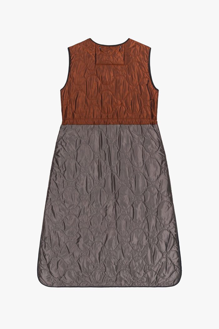 Long Patchwork Quilt Vest - Wine / Dark Olive