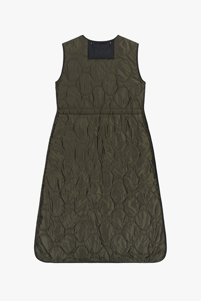 Long Patchwork Quilt Vest - Wine / Dark Olive