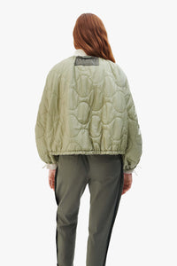 Parachute Quilt Bomber - White / Pale Sage