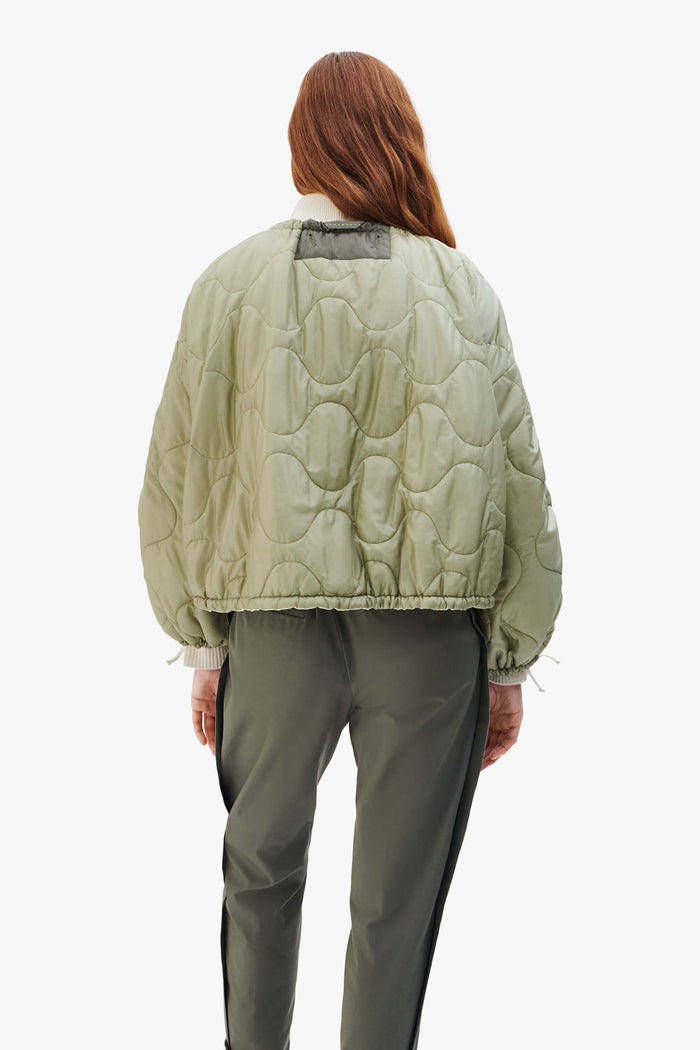 Parachute Quilt Bomber - White / Pale Sage