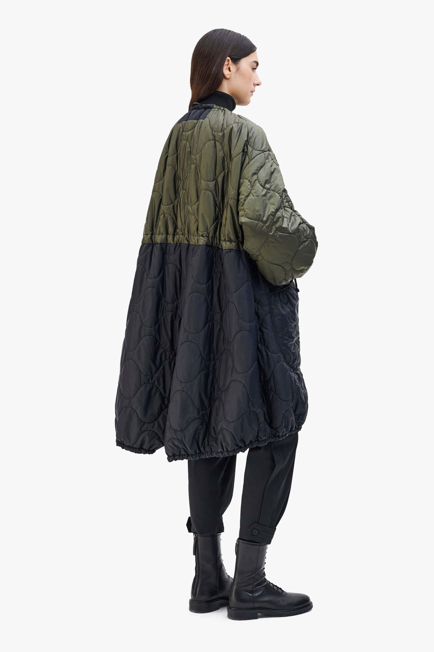 Parachute Quilt Parka - Dark Olive & Black / Midnight