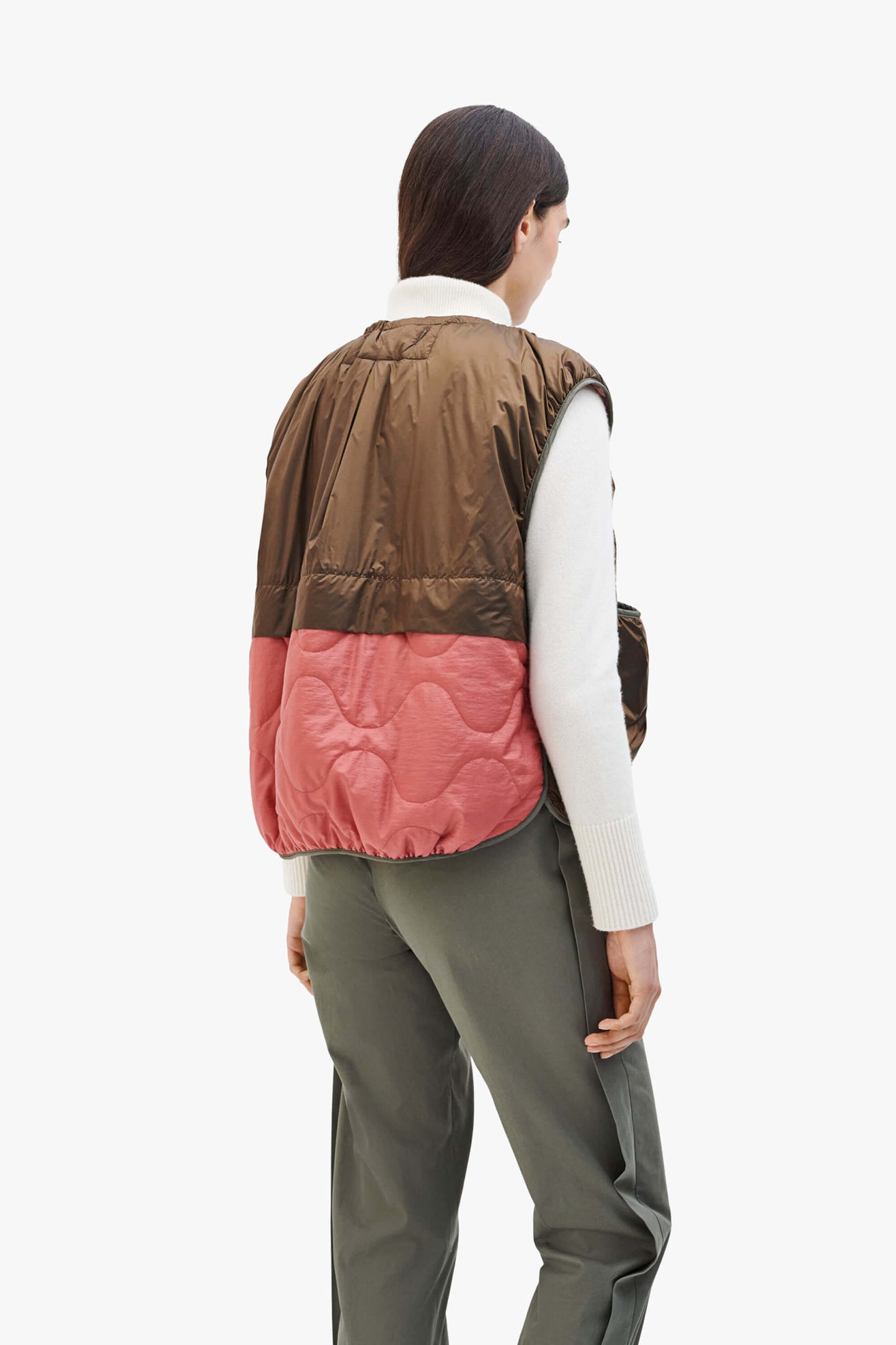 Parachute Quilt Vest - Bronze / Pale Pink