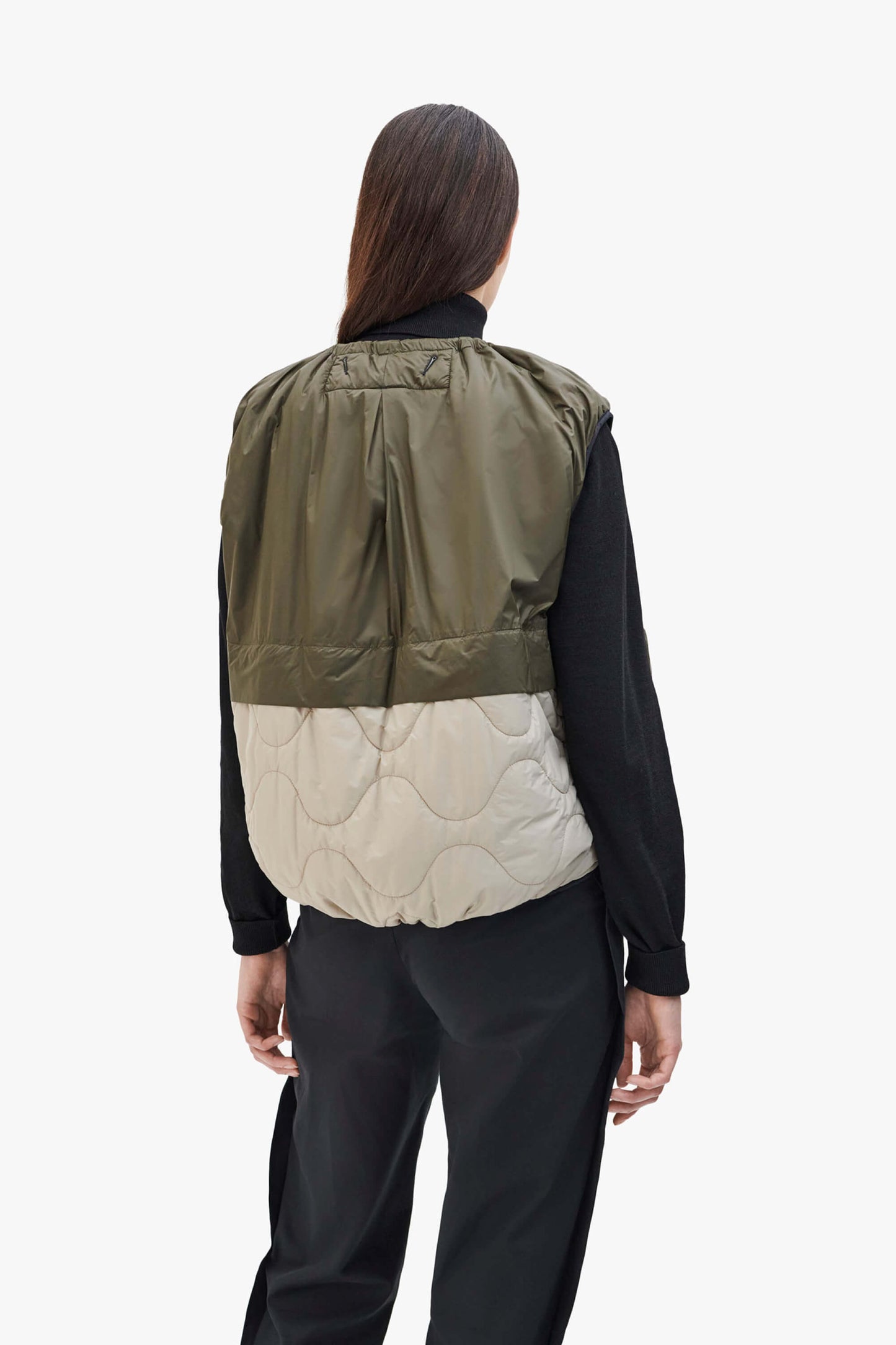 Parachute Quilt Vest - Dark Olive / Cobalt