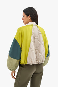 Patchwork Parachute Bomber - Mineral Green & Chartreuse / Soft Peach