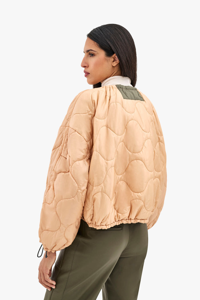 Patchwork Parachute Bomber - Mineral Green & Chartreuse / Soft Peach