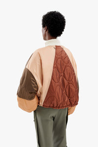 Patchwork Parachute Bomber - Mocha Brown / Oyster