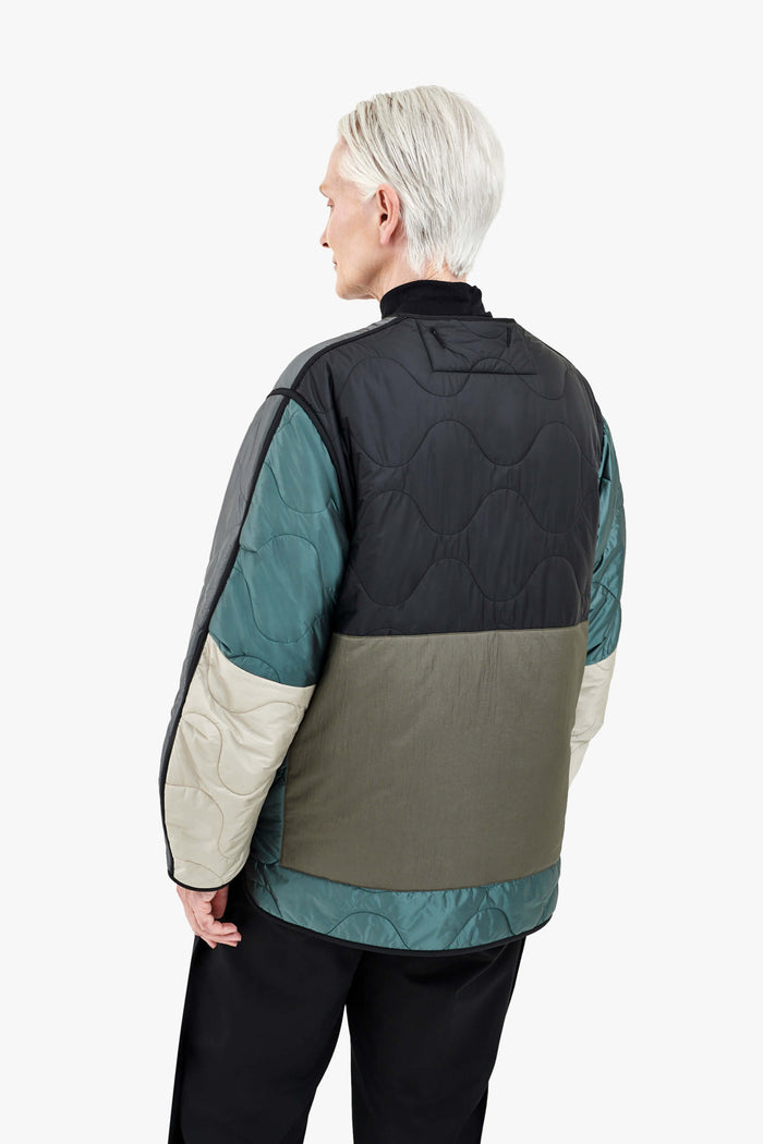 Patchwork Quilt Jacket - Anthracite & Mineral Green / Dark Olive